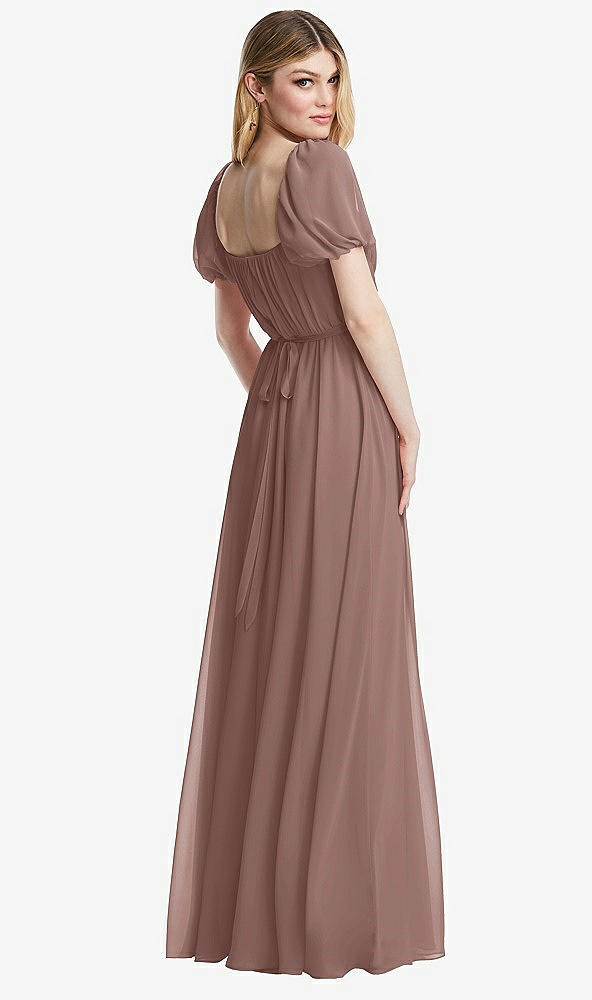 Back View - Sienna Regency Empire Waist Puff Sleeve Chiffon Maxi Dress