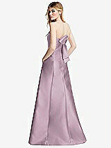 Side View Thumbnail - Suede Rose Strapless A-line Satin Gown with Modern Bow Detail