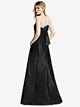 Side View Thumbnail - Black Strapless A-line Satin Gown with Modern Bow Detail
