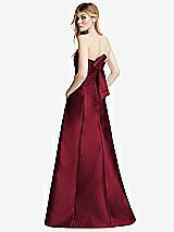 Side View Thumbnail - Burgundy Strapless A-line Satin Gown with Modern Bow Detail