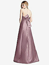 Front View Thumbnail - Dusty Rose Strapless A-line Satin Gown with Modern Bow Detail