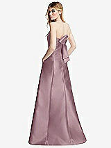 Side View Thumbnail - Dusty Rose Strapless A-line Satin Gown with Modern Bow Detail