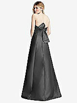 Front View Thumbnail - Gunmetal Strapless A-line Satin Gown with Modern Bow Detail