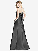 Side View Thumbnail - Gunmetal Strapless A-line Satin Gown with Modern Bow Detail
