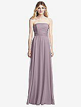 Front View Thumbnail - Lilac Dusk Shirred Bodice Strapless Chiffon Maxi Dress with Optional Straps