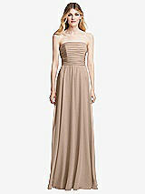 Front View Thumbnail - Topaz Shirred Bodice Strapless Chiffon Maxi Dress with Optional Straps