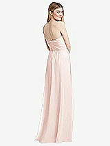 Rear View Thumbnail - Blush Shirred Bodice Strapless Chiffon Maxi Dress with Optional Straps
