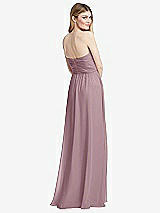 Rear View Thumbnail - Dusty Rose Shirred Bodice Strapless Chiffon Maxi Dress with Optional Straps