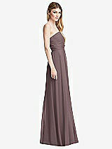 Side View Thumbnail - French Truffle Shirred Bodice Strapless Chiffon Maxi Dress with Optional Straps