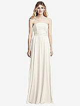 Front View Thumbnail - Ivory Shirred Bodice Strapless Chiffon Maxi Dress with Optional Straps