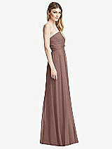 Side View Thumbnail - Sienna Shirred Bodice Strapless Chiffon Maxi Dress with Optional Straps