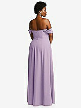 Alt View 4 Thumbnail - Pale Purple Off-the-Shoulder Pleated Cap Sleeve A-line Maxi Dress