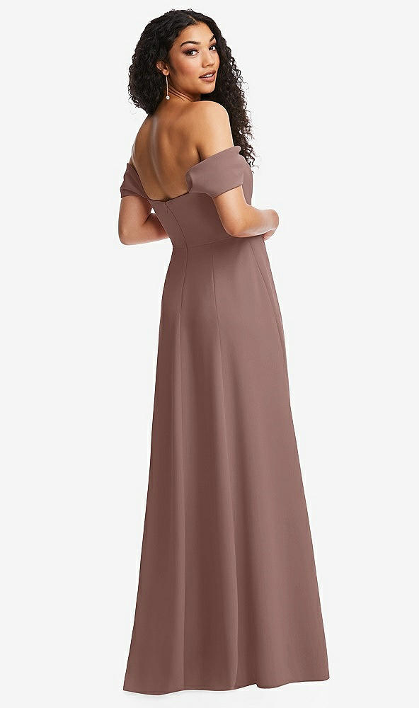 Back View - Sienna Off-the-Shoulder Pleated Cap Sleeve A-line Maxi Dress