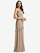 Side View Thumbnail - Topaz Ruffle-Trimmed Cutout Tie-Back Maxi Dress with Tiered Skirt