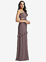 Side View Thumbnail - French Truffle Ruffle-Trimmed Cutout Tie-Back Maxi Dress with Tiered Skirt