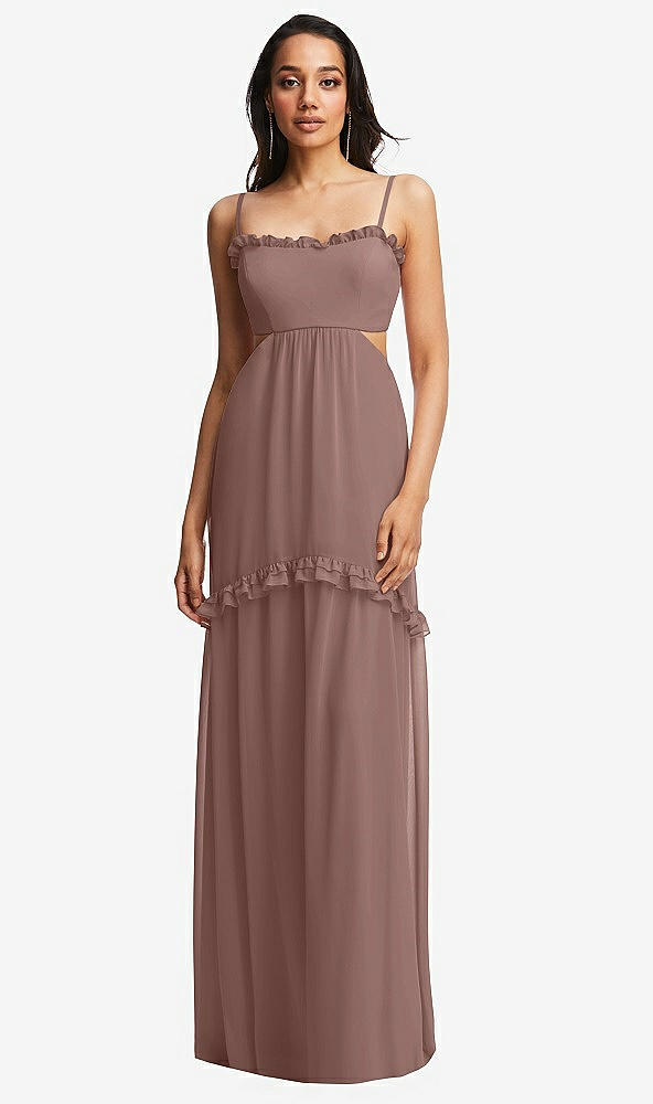 Front View - Sienna Ruffle-Trimmed Cutout Tie-Back Maxi Dress with Tiered Skirt