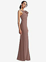 Side View Thumbnail - Sienna Cowl-Neck Wide Strap Crepe Trumpet Gown with Front Slit
