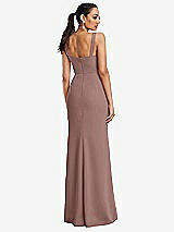 Rear View Thumbnail - Sienna Cowl-Neck Wide Strap Crepe Trumpet Gown with Front Slit