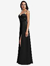 Side View Thumbnail - Black Adjustable Strap A-Line Faux Wrap Maxi Dress