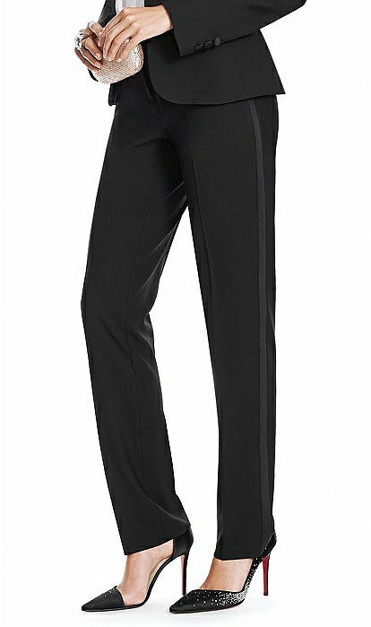 women's tuxedo pants with satin stripe