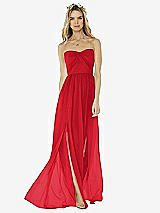 Alt View 1 Thumbnail - Parisian Red Strapless Draped Bodice Maxi Dress with Front Slits