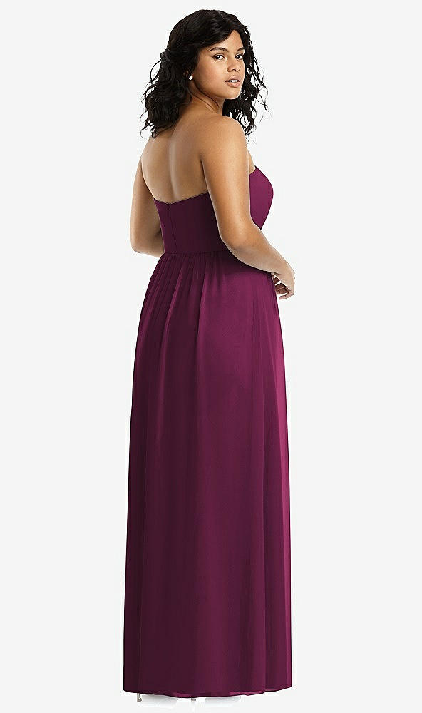 Back View - Ruby Strapless Draped Bodice Maxi Dress with Front Slits