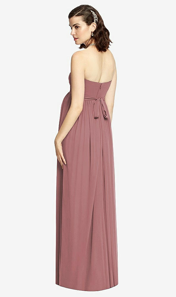 Back View - Rosewood Draped Bodice Strapless Maternity Dress