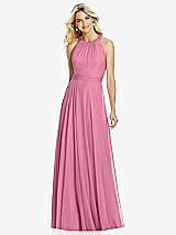 Front View Thumbnail - Orchid Pink Cross Strap Open-Back Halter Maxi Dress