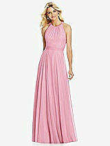 Front View Thumbnail - Peony Pink Cross Strap Open-Back Halter Maxi Dress