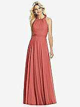 Front View Thumbnail - Coral Pink Cross Strap Open-Back Halter Maxi Dress
