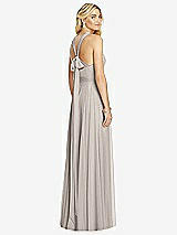 Rear View Thumbnail - Taupe Cross Strap Open-Back Halter Maxi Dress