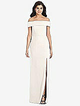 Front View Thumbnail - Ivory Cuffed Off-the-Shoulder Trumpet Gown