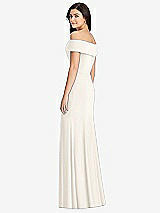 Rear View Thumbnail - Ivory Cuffed Off-the-Shoulder Trumpet Gown