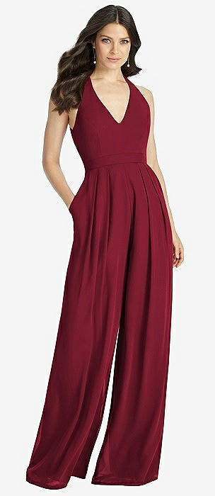 burgundy bridesmaid pantsuit