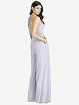 Rear View Thumbnail - Silver Dove V-Neck Backless Pleated Front Jumpsuit - Arielle