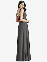 Rear View Thumbnail - Caviar Gray Tie-Shoulder Chiffon Maxi Dress with Front Slit