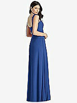Rear View Thumbnail - Classic Blue Tie-Shoulder Chiffon Maxi Dress with Front Slit