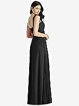 Rear View Thumbnail - Black Tie-Shoulder Chiffon Maxi Dress with Front Slit