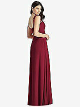 Rear View Thumbnail - Burgundy Tie-Shoulder Chiffon Maxi Dress with Front Slit