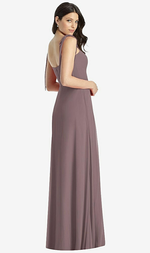 Back View - French Truffle Tie-Shoulder Chiffon Maxi Dress with Front Slit