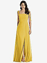 Front View Thumbnail - Marigold Tie-Shoulder Chiffon Maxi Dress with Front Slit