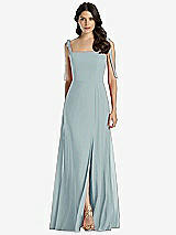 Front View Thumbnail - Morning Sky Tie-Shoulder Chiffon Maxi Dress with Front Slit