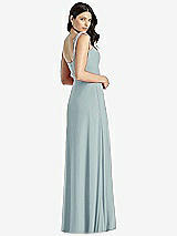 Rear View Thumbnail - Morning Sky Tie-Shoulder Chiffon Maxi Dress with Front Slit