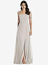 Front View Thumbnail - Oyster Tie-Shoulder Chiffon Maxi Dress with Front Slit