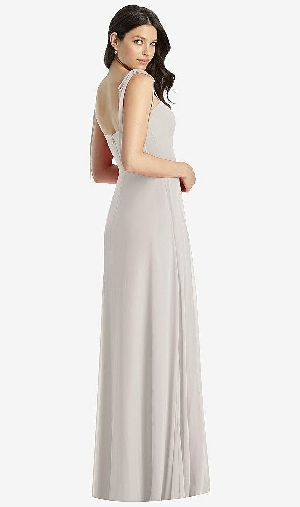 Back View - Oyster Tie-Shoulder Chiffon Maxi Dress with Front Slit