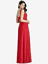 Rear View Thumbnail - Parisian Red Tie-Shoulder Chiffon Maxi Dress with Front Slit