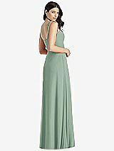 Rear View Thumbnail - Seagrass Tie-Shoulder Chiffon Maxi Dress with Front Slit