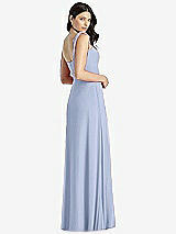 Rear View Thumbnail - Sky Blue Tie-Shoulder Chiffon Maxi Dress with Front Slit