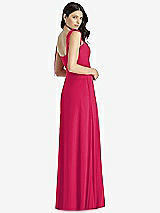 Rear View Thumbnail - Vivid Pink Tie-Shoulder Chiffon Maxi Dress with Front Slit