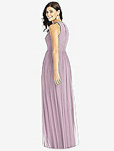 Rear View Thumbnail - Suede Rose Shirred Skirt Halter Dress with Front Slit